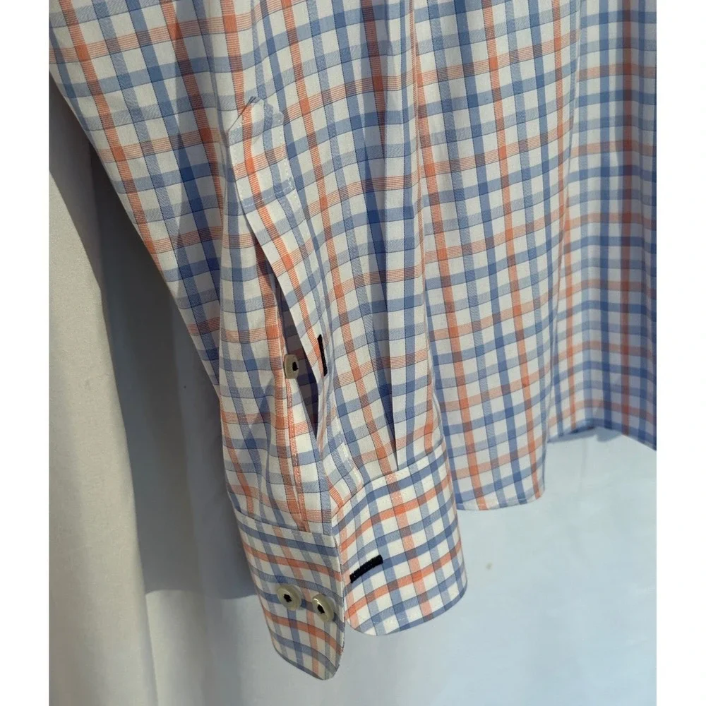 UNTUCKit‎ Carillon Shirt Mens XXL Blue Orange Plaid Wrinkle Free Cotton 34527